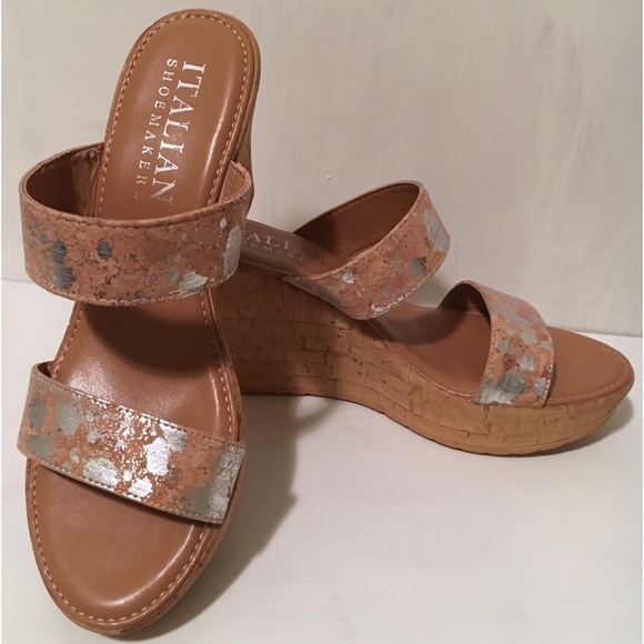 Nordstrom Italian Shoemakers metallic cork wedge 7 - Picture 6 of 7